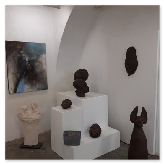 Kunstausstellung in der Kunstfabrik, Einladung, Kunstwerke ud Publikum