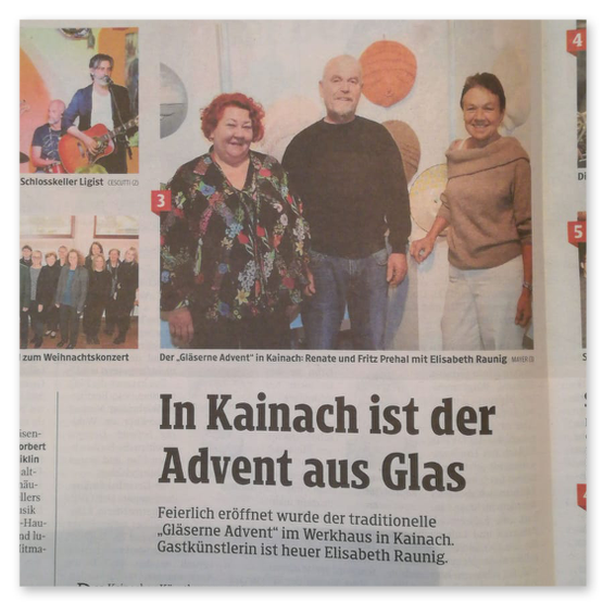 Kunstausstellung im Werkhaus Kainach der Familie Prehal, einige Kunstwerke und die Familie Prehal