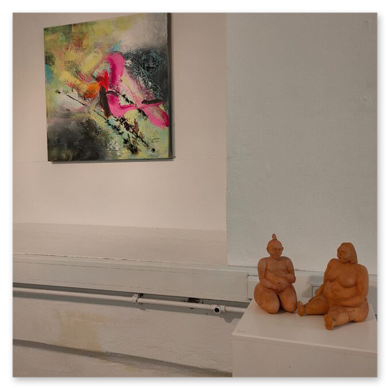 Kunstausstellung in der Kunstfabrik, Einladung, Kunstwerke ud Publikum