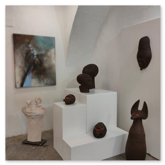 Kunstausstellung in der Kunstfabrik, Einladung, Kunstwerke ud Publikum