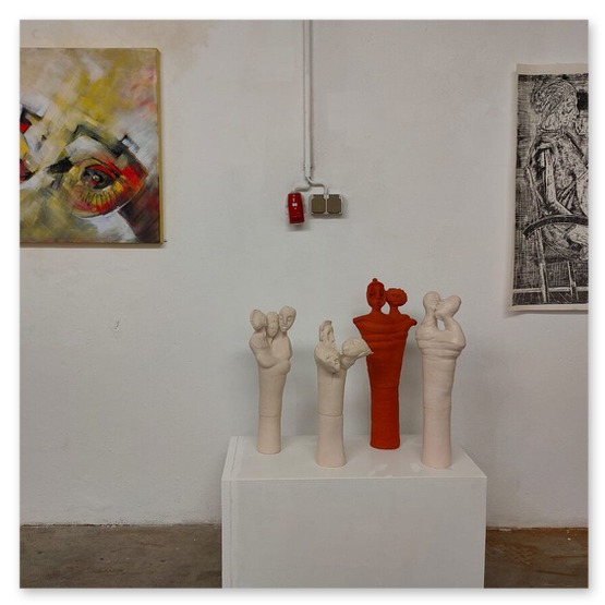 Kunstausstellung in der Kunstfabrik, Einladung, Kunstwerke ud Publikum
