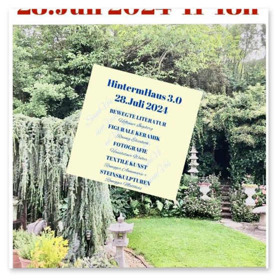 Ausstellung in Birkfeld, Impressionen der Kunstwerke aus Keramik im Garten, Bilder der Gäste